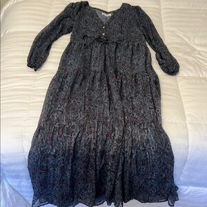 Lucky Brand Blue and purple Paisley Tiered Maxi Dress